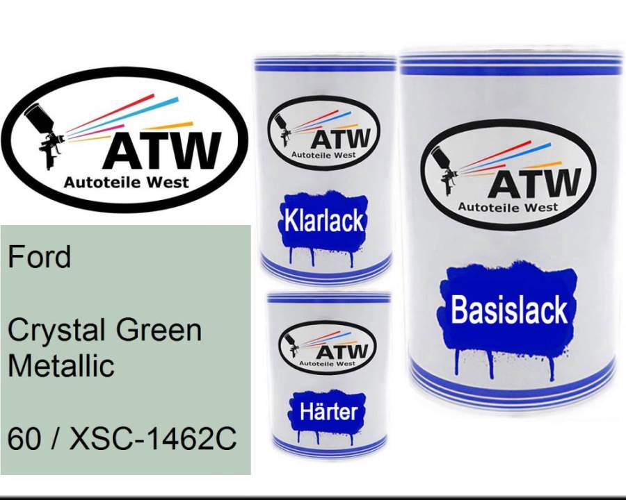 Ford, Crystal Green Metallic, 60 / XSC-1462C: 500ml Lackdose + 500ml Klarlack + 250ml Härter - Set, von ATW Autoteile West.